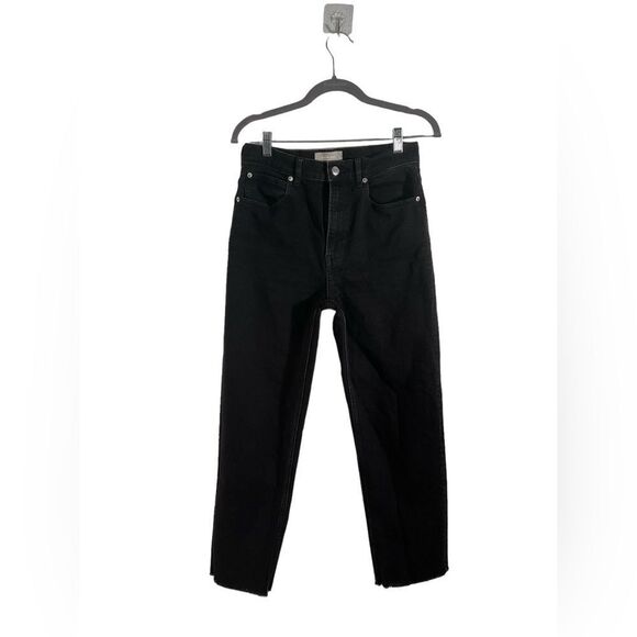 Everlane Women’s High Rise Slim Straight Ankle Jeans Size 27 Black Button Fly - Picture 1 of 14